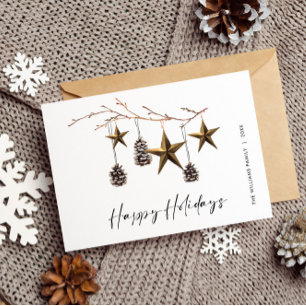Minimalist Boho Christmas Greeting Holiday Postcard