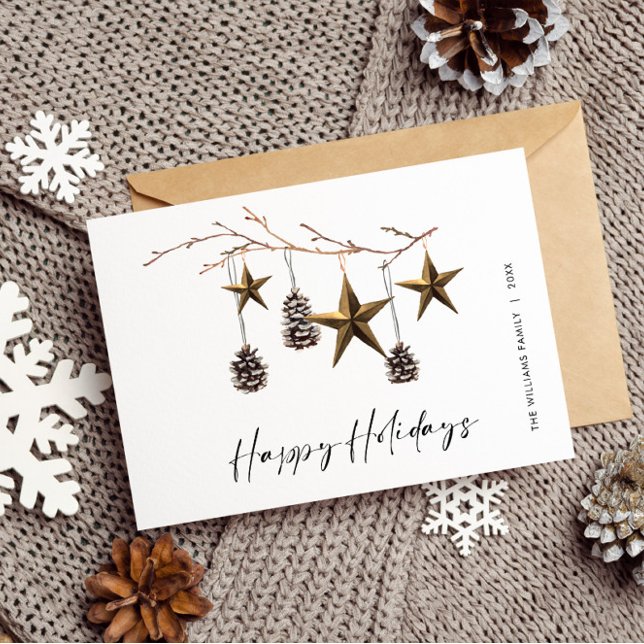 Minimalist Boho Christmas Greeting Holiday Postcard (Creator Uploaded)