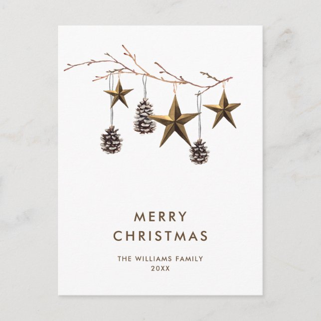 Minimalist Boho Christmas Greeting Holiday Postcard (Front)