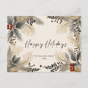 Minimalist Boho Christmas Greeting Holiday Postcard