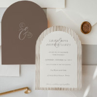 Minimalist Boho Cocoa Brown Stripes Ivory Wedding