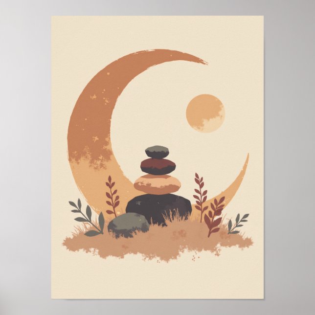 Minimalist Boho Crescent Moon Wall Art (Front)