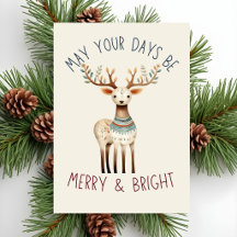 Minimalist Boho Earth Tone Cute Reindeer Christmas