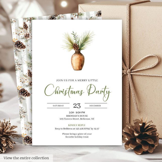 Minimalist Boho Earthy Watercolor Christmas Invite (Minimalist Boho Earthy Watercolor Christmas Invite)