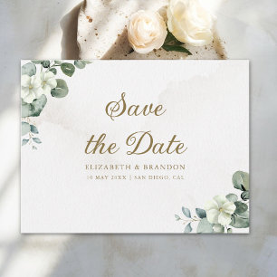 Minimalist Boho Eucalyptus & White Floral  Postcard
