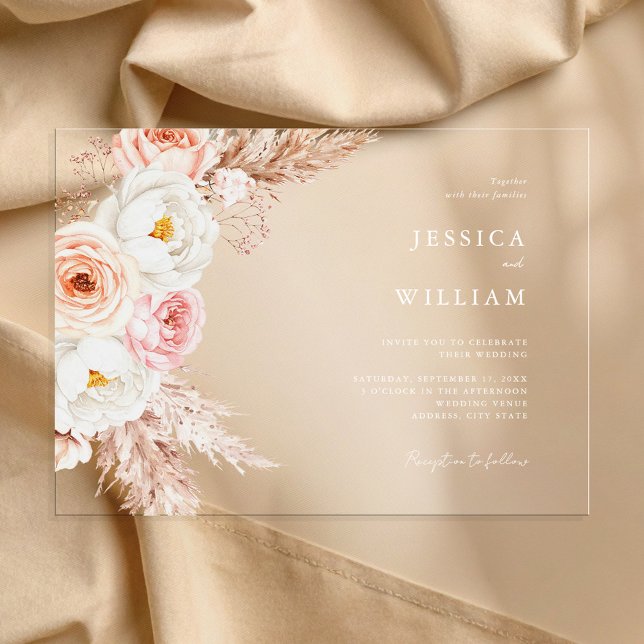 Minimalist Boho Fall Floral Wedding Acrylic Invitations (Creator Uploaded)