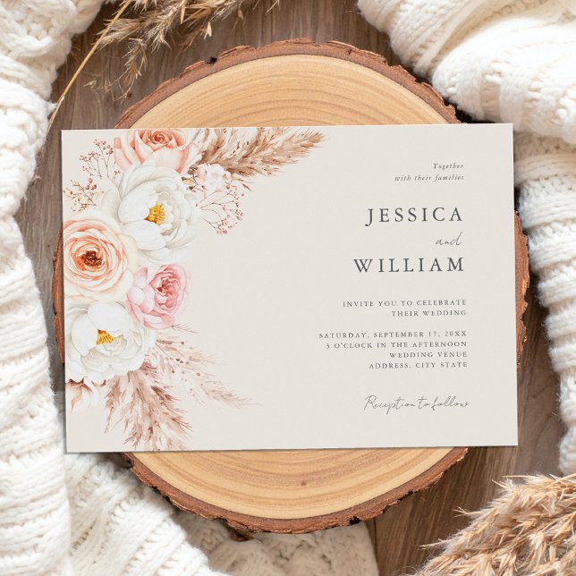 Minimalist Boho Fall Floral Wedding Invitation (Creator Uploaded)