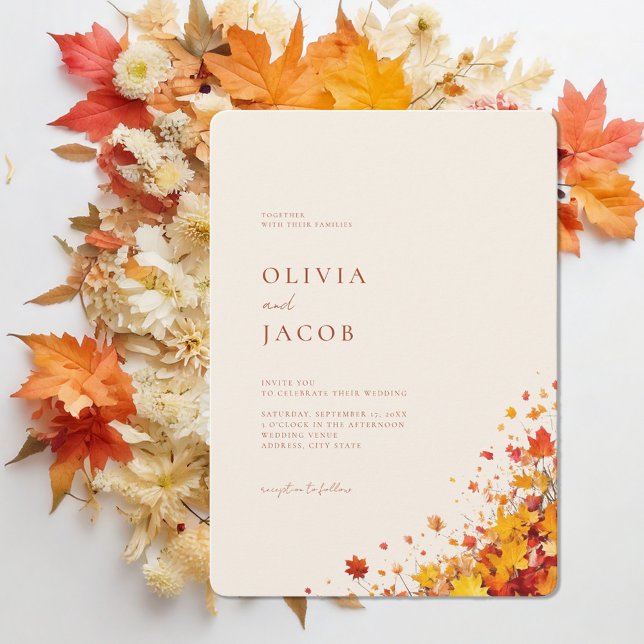 Minimalist Boho Fall Floral Wedding Invitation (Creator Uploaded)