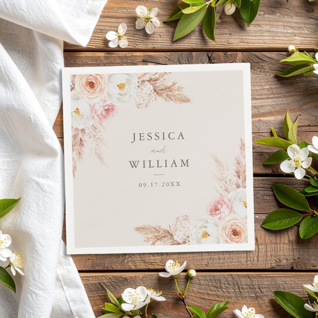 Minimalist Boho Fall Floral Wedding Napkin (Creator Uploaded)