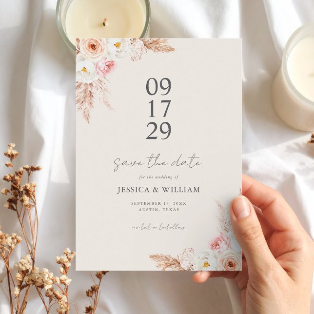 Minimalist Boho Fall Floral Wedding Save The Date (Creator Uploaded)