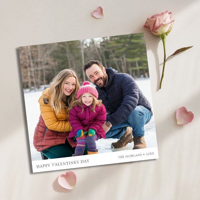 Minimalist Boho Family Photo Kids Baby Valentines Holiday Card (Creator Uploaded)