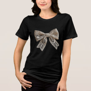 Minimalist Boho Fashion Lace Bow Apparel Graphic Tri-Blend Shirt