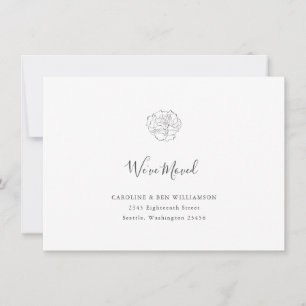 Minimalist Boho Floral Drawing We've Moved Address Announcement