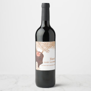 Minimalist Boho Floral Holy Cow Girl Baby Shower Wine Label