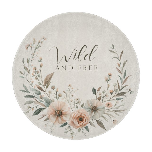 Minimalist Boho Flowers in Ivory and Blush Cutting Board (Front)