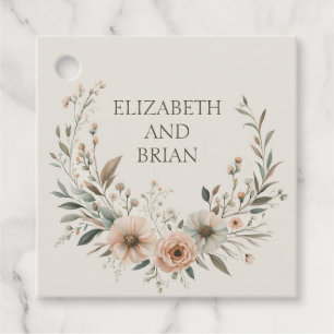 Minimalist Boho Flowers in Ivory and Blush Favour Tags