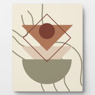 Minimalist Boho Geometric Wall Art – Beige & Earth Plaque