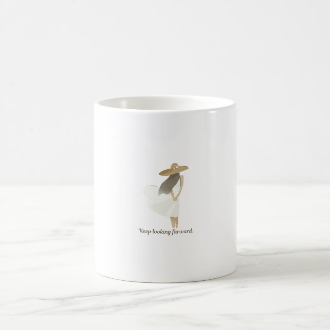 Minimalist Boho Girl Illustration Keep Looking For Coffee Mug (Center)