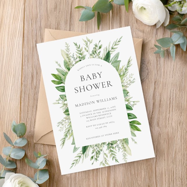 Minimalist Boho Greenery Baby Shower Invitation (Creator Uploaded)