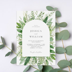 Minimalist Boho Greenery Wedding Invitation