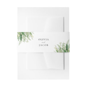 Minimalist Boho Greenery Wedding Invitation Belly Band