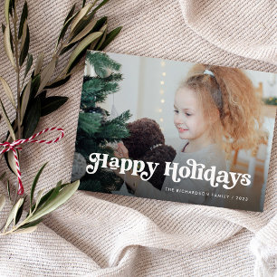 Minimalist Boho / Happy Holidays with Photo Holiday Card