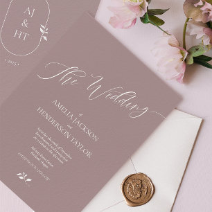 Minimalist Boho Lavender Script Wedding Invitation