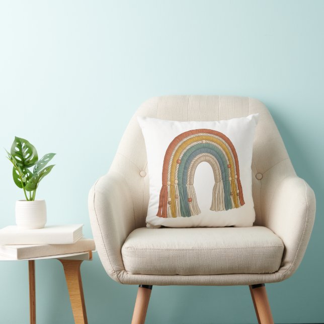 Minimalist Boho Macramé Rainbow Cushion (Chair)