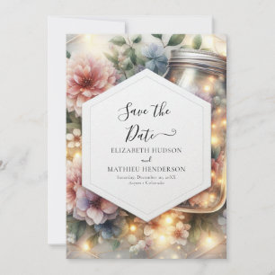 Minimalist Boho Mason Jar Wedding Save The Date