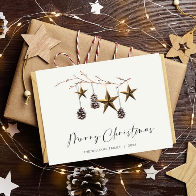 Minimalist Boho Merry Christmas Greeting Holiday Postcard (Creator Uploaded)