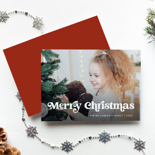 Minimalist Boho / Merry Christmas with Photo Holiday Card