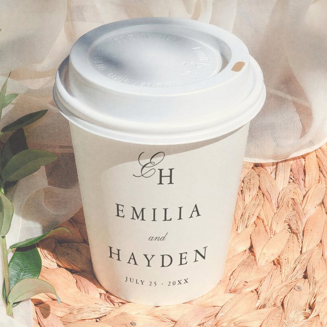 Minimalist Boho Monogram Wedding Paper Cups (Creator Uploaded)