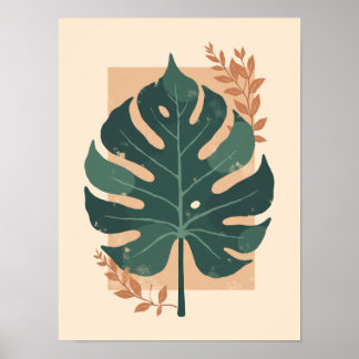 Minimalist Boho Monstera Leaf Wall Art