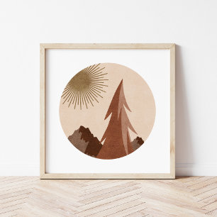 Minimalist Boho Mountain Landscape Art Poster