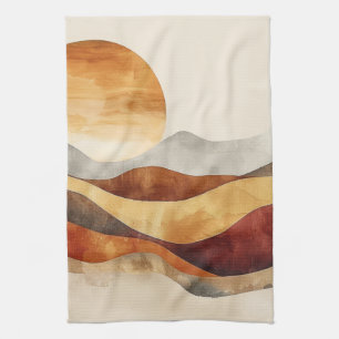 Minimalist Boho Nature - Warm Earth Tones Tea Towel
