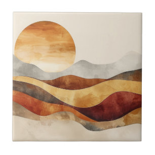 Minimalist Boho Nature - Warm Earth Tones Tile