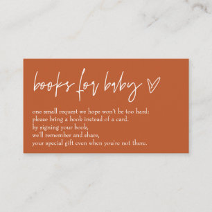 Minimalist Boho Orange Hello Baby Books For Baby Enclosure Card