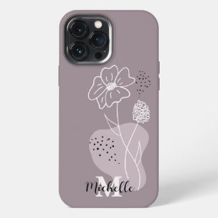 Minimalist Boho Personalised Name Floral Monogram iPhone 13 Pro Max Case