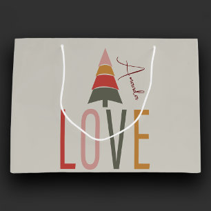 Minimalist Boho Personalised With Name Christmas Large Gift Bag