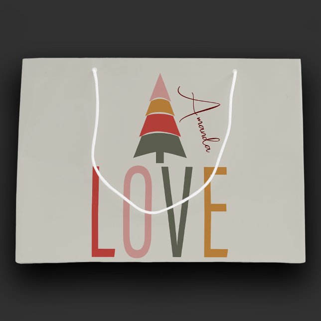 Minimalist Boho Personalised With Name Christmas Large Gift Bag (Creator Uploaded)