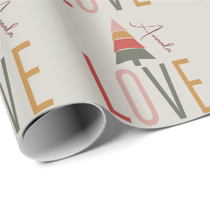Minimalist Boho Personalised With Name Christmas Wrapping Paper
