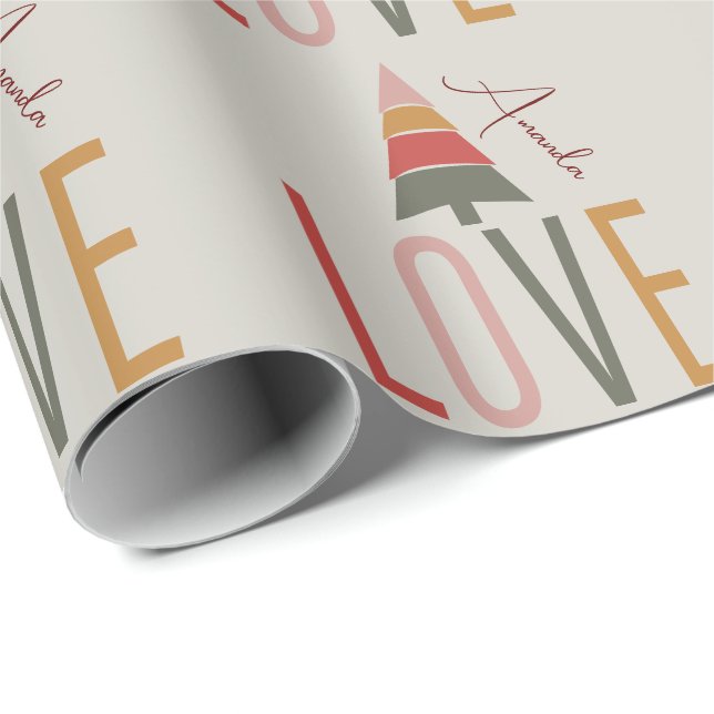 Minimalist Boho Personalised With Name Christmas Wrapping Paper (Roll Corner)