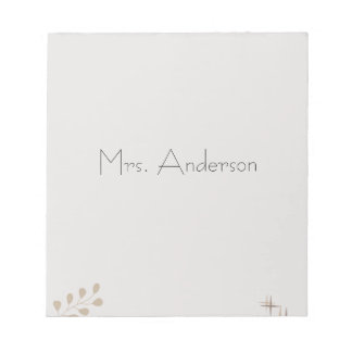 Minimalist Boho Personalized Teacher Notepad