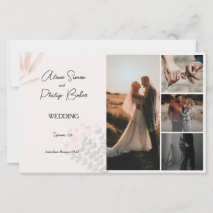 Minimalist Boho Photo Collage Wedding Program