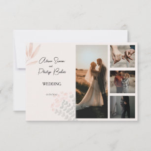 Minimalist Boho Photo Collage Wedding Thank You Card