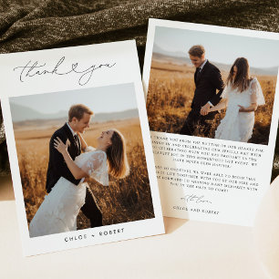Minimalist Boho Photo Wedding Thank You Card