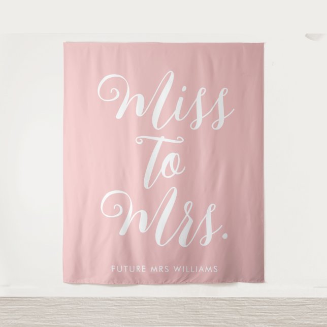 minimalist boho Pink Bridal Shower Backdrop Tapestry (Front)