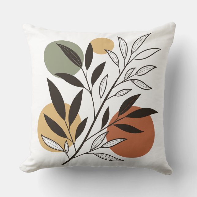 Minimalist Boho Plant Illustration Cushion (Front)