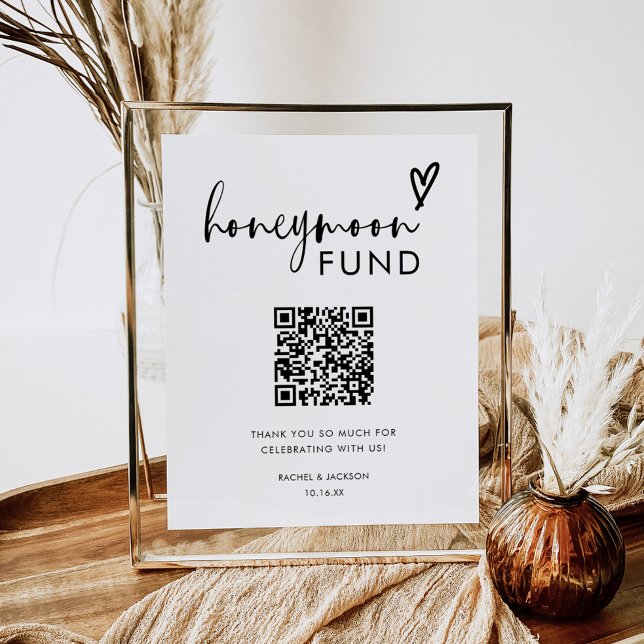 Minimalist Boho Qr Code Honeymoon Fund Poster (Creator Uploaded)