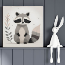 Minimalist Boho Racoon Forest Nursery Kids Room